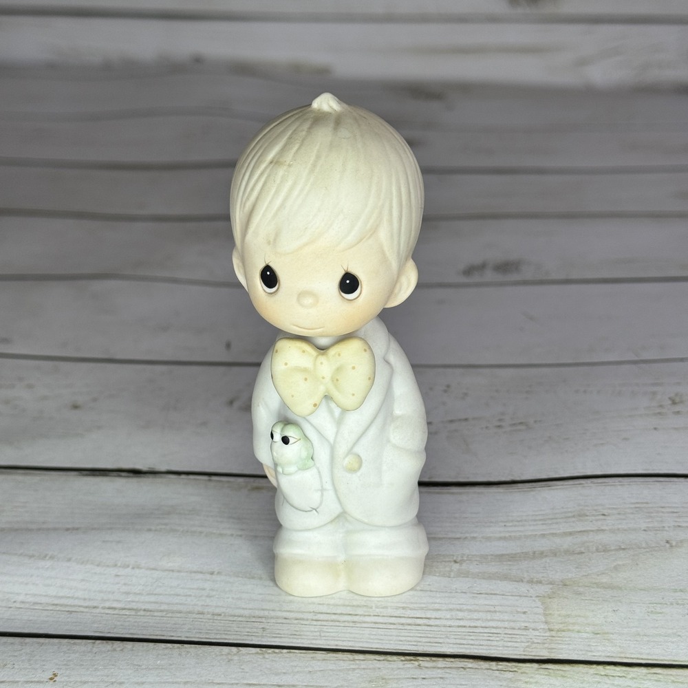 Precious Moments "Best‎ Man" Boy with Frog Figurine Enesco Jonathan & David 1989